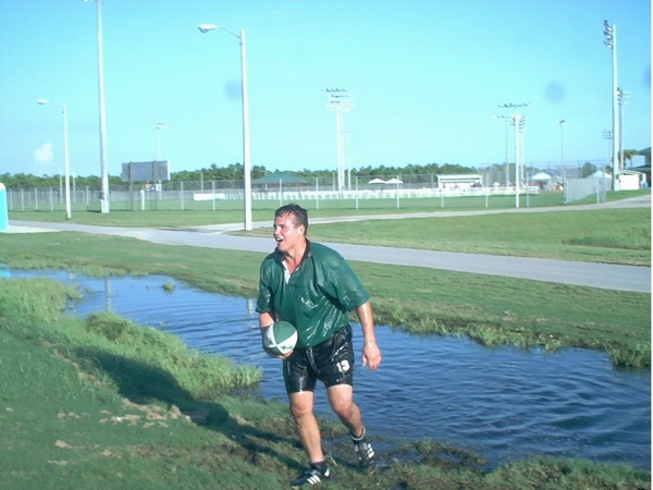 Moody after getting tackled in the water