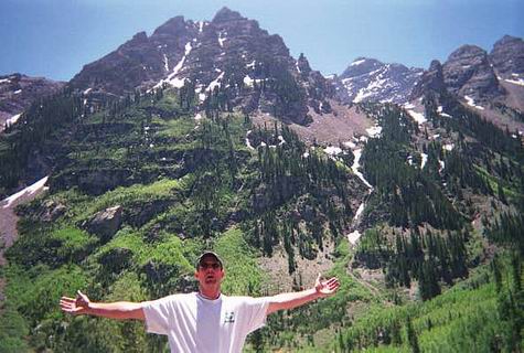 Hunter in the mountains, alone
